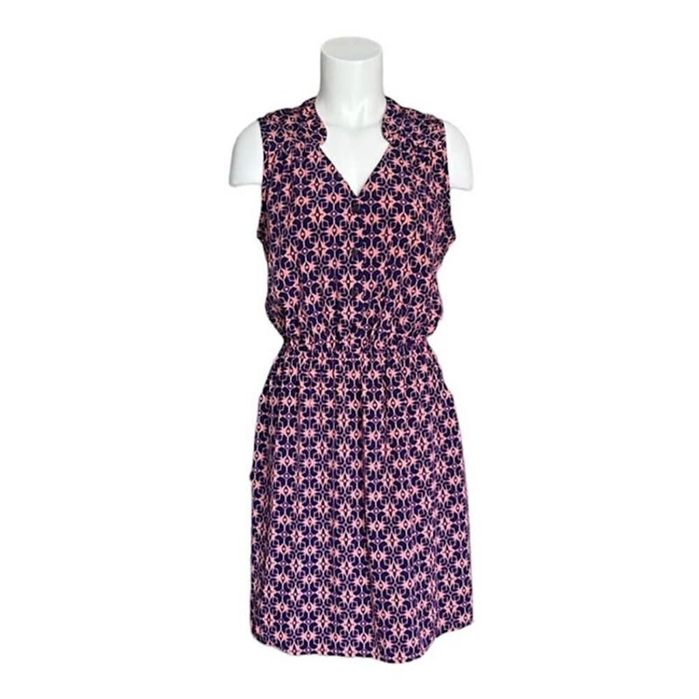 41 Hawthorn Keziah Shirt Dress Sleeveless Geometric Blue Coral Size M